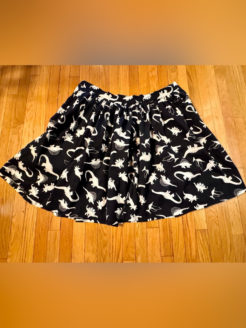 ModCloth Dinosaur Print Pleated Skirt Women’s 4X Black Cream Plus Size Pockets - Picture 10 of 12